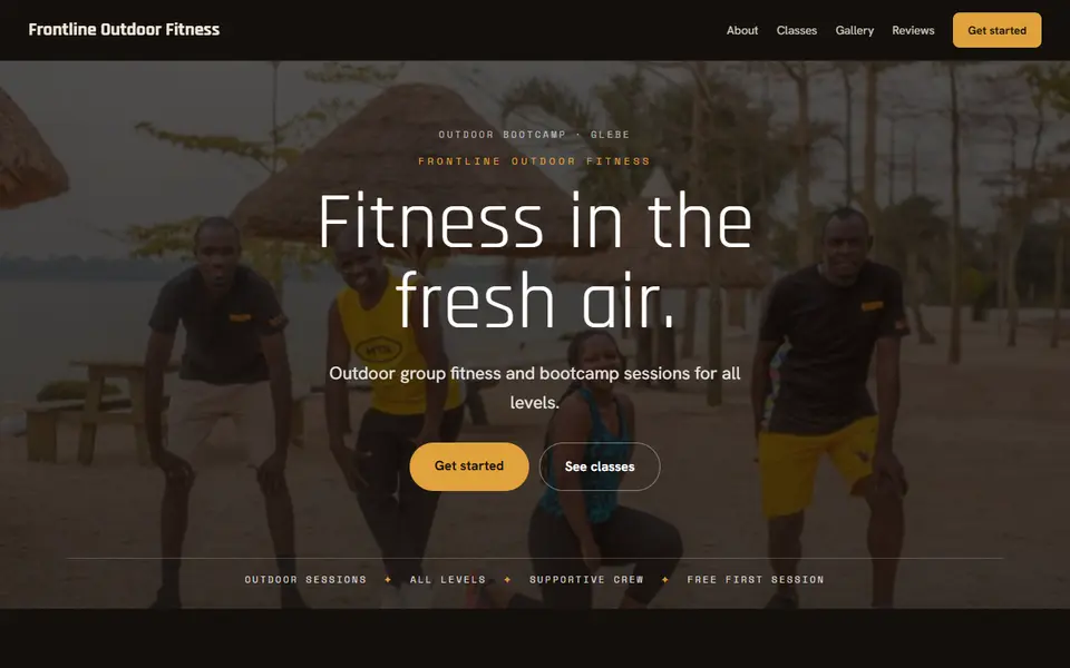 Frontline Outdoor Fitness: the outdoor bootcamp site as it opens, Moody Dark direction