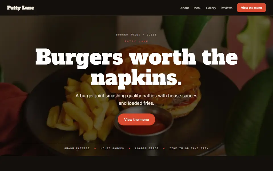 Patty Lane: the burger joint site as it opens, Moody Dark direction