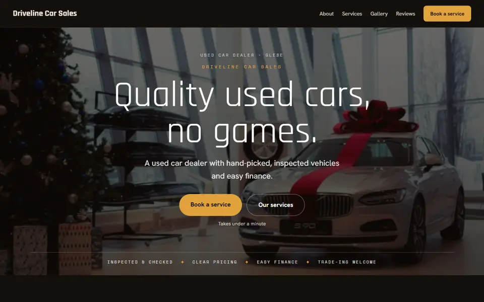 Driveline Car Sales: the used car dealer site as it opens, Moody Dark direction