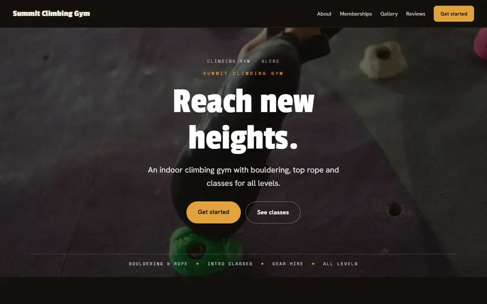 Summit Climbing Gym: the climbing gym site as it opens, Moody Dark direction