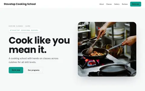 Stovetop Cooking School in the Bright Minimal direction
