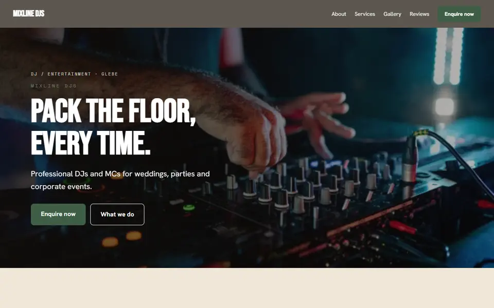 Mixline DJs: the DJ site as it opens, Warm Classic direction