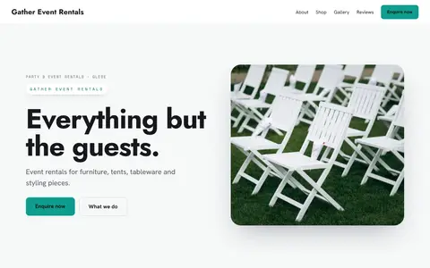 Gather Event Rentals in the Bright Minimal direction