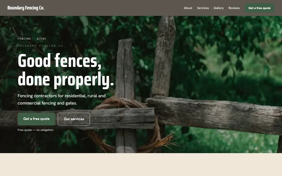 Boundary Fencing Co.: the fencing site as it opens, Warm Classic direction