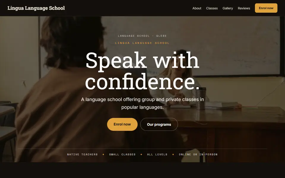 Lingua Language School: the language school site as it opens, Moody Dark direction