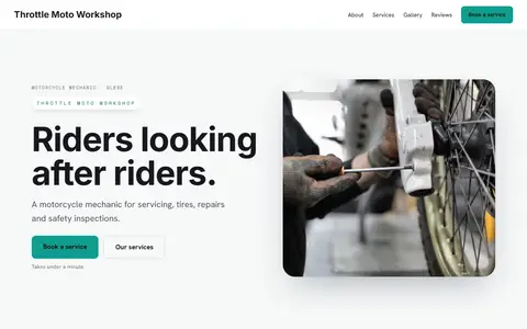 Throttle Moto Workshop in the Bright Minimal direction