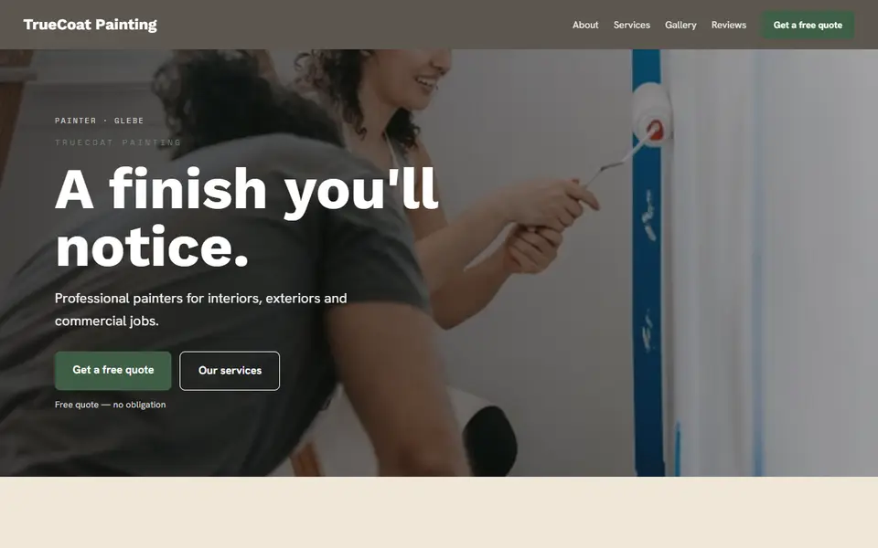 TrueCoat Painting: the painter site as it opens, Warm Classic direction