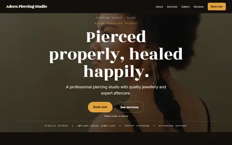 Adorn Piercing Studio in the Moody Dark direction