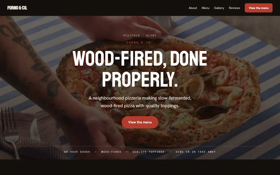 Forno & Co.: the pizzeria site as it opens, Moody Dark direction