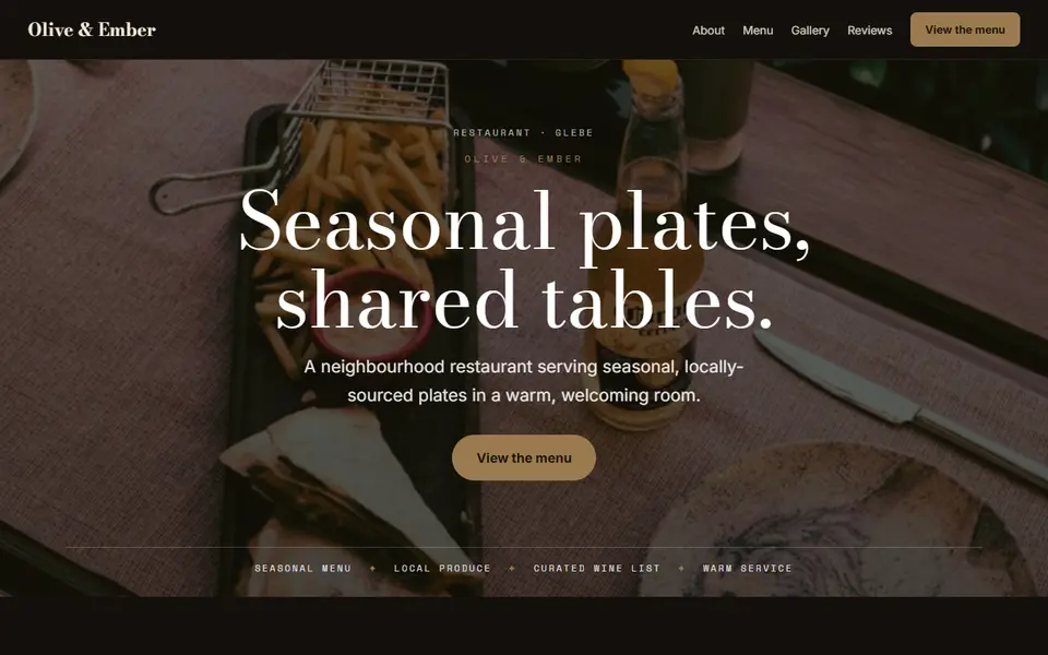 Olive & Ember: the restaurant site as it opens, Moody Dark direction