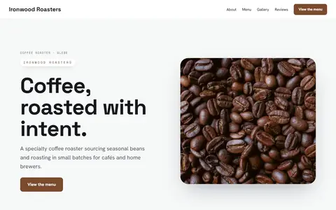 Ironwood Roasters in the Bright Minimal direction