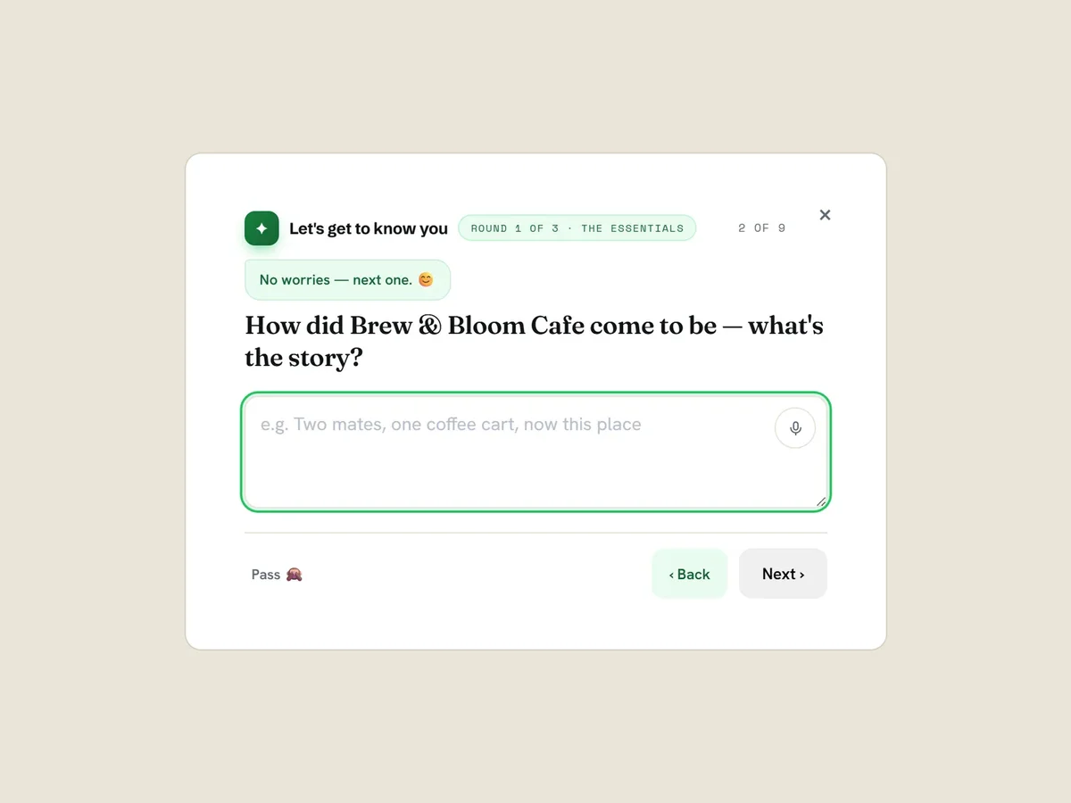 A Find your voice question with a microphone button