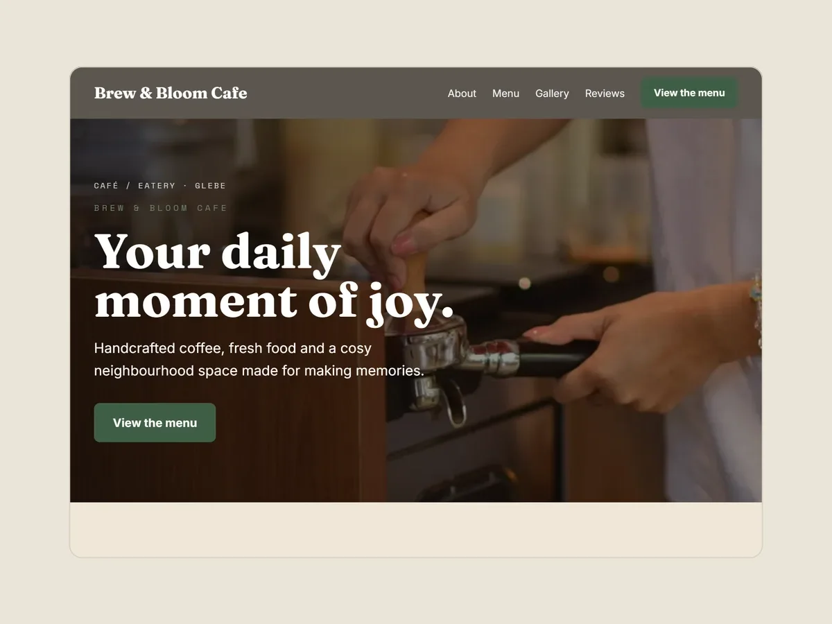 The café site before Remix